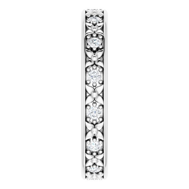 0.28 ct. Round Diamond Eternity Band Floral Design Ring-VIRABYANI